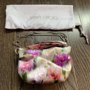 NEW Jimmy Choo Watercolor Printed Bonny Satin Shoulder Bag *Rare Find*